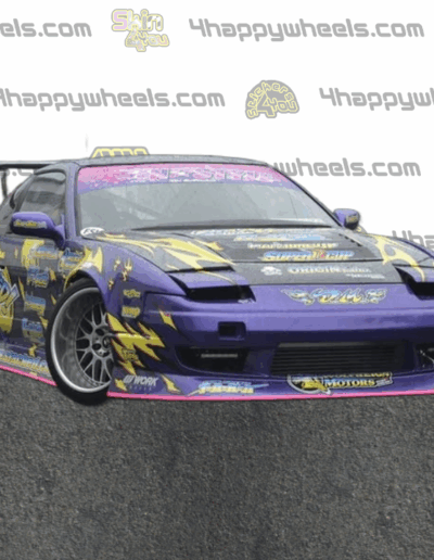 Front right view of a 1:10 scale drift car model featuring the Takashi Takenaka livery
