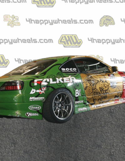 Right side view of a 1/10 RC drift car with Boso Style decals