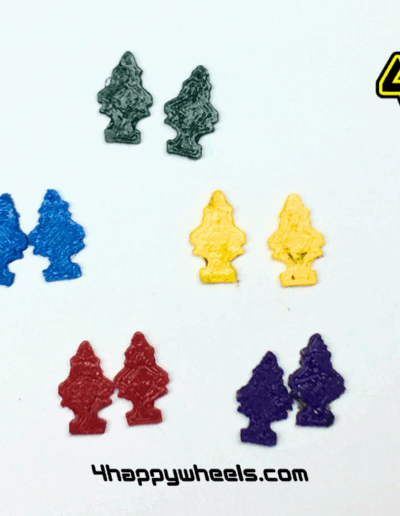 Set of miniature Arbre Magique air fresheners for 1/10 RC drift cars. 5 color variants (black, blue, yellow, red, purple)