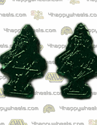 Pair of green Arbre Magique mini air fresheners for 1/10 RC drift car interiors