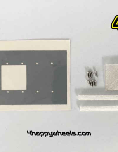 Sliding window kit for 1/10 scale RC drift car with adhesive panel and mounting hardware