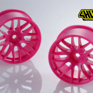 view of fluo pink Y spoke rims with 3mm offset