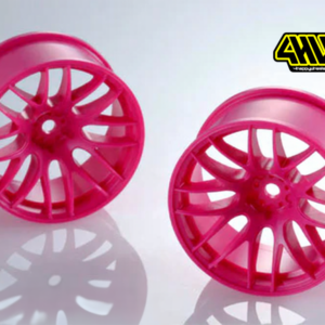 view of fluo pink Y spoke rims with 6 mm offset