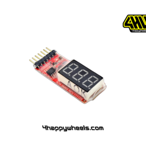 Digital battery indicator for 1–6S LiPo batteries with dual 7 segment LED display and balance port pin header