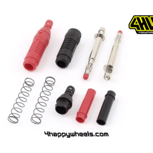 Spring retractable 4mm shrouded test banana connector with insulated housing and retractable tip