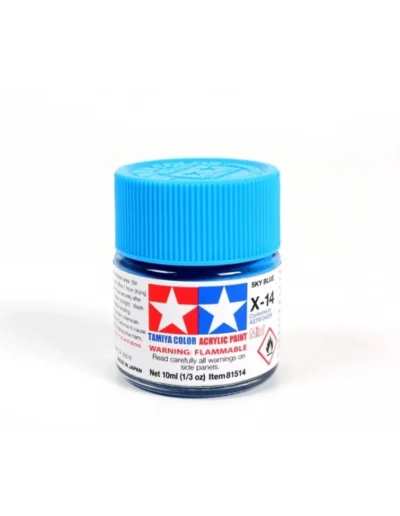 Tamiya X‑14 SKY BLUE Acrylic Paint Mini, 10ml glossy acrylic paint