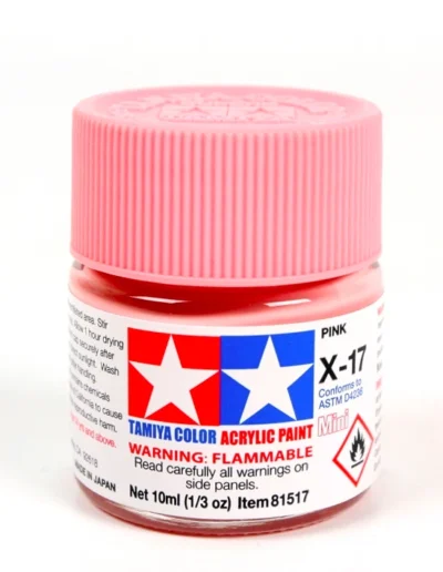 Tamiya X‑17 PINK Acrylic Paint Mini, 10ml glossy acrylic paint