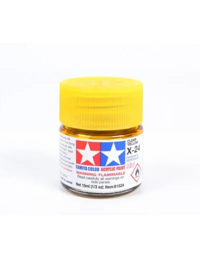 Tamiya X‑24 CLEAR YELLOW Acrylic Paint Mini, 10ml glossy acrylic paint