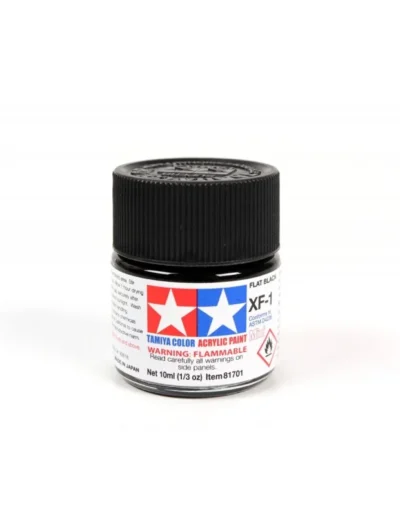 Tamiya XF‑1 FLAT BLACK Acrylic Paint Mini, 10ml matte acrylic paint
