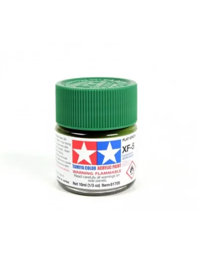 Tamiya XF‑5 FLAT GREEN Acrylic Paint Mini, 10ml matte acrylic paint